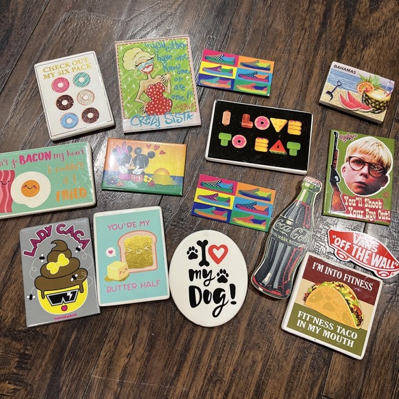 Other - Lot‎ of 15 Assorted Refrigerator Magnets Vintage Novelty Coca Cola Mickey Vans